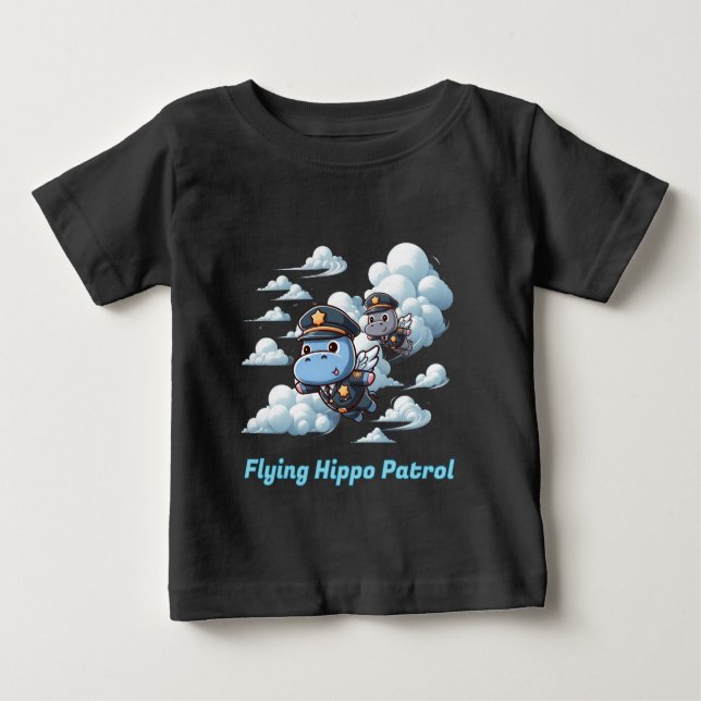 T-shirt Pour Bébé "Flying Hippo Patrol" (Devant)