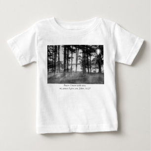T-shirt Pour Bébé Foggy Trees À Table Rock Grayscale Bible Verse