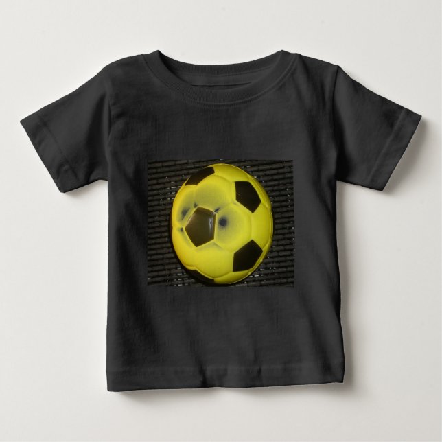 T-shirt Pour Bébé Football Jaune et Noir (Football) (Devant)