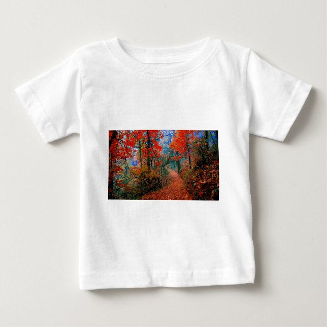 T-shirt Pour Bébé Forêt peinte Flamme d'automne Cadeaux d'aquarelle (Devant)