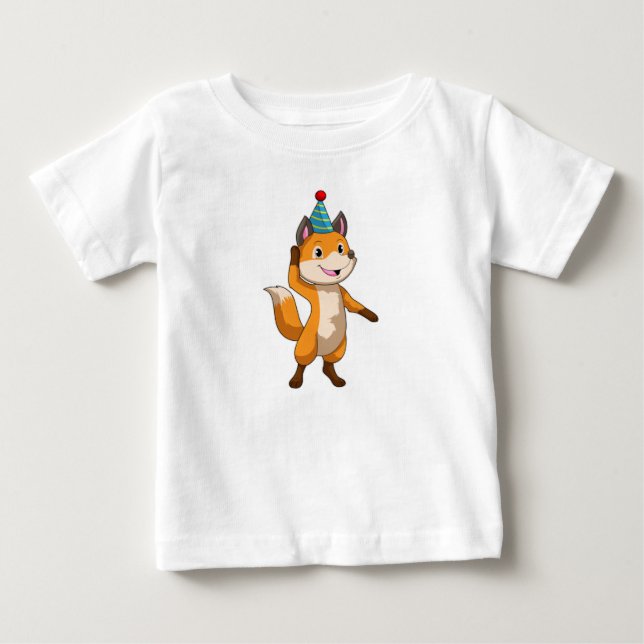 T-shirt Pour Bébé Fox à la fête avec casquette de parti (Devant)