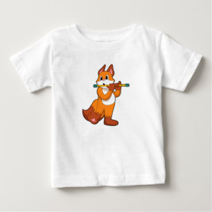 T-shirt Pour Bébé Fox à la musique avec Flute.PNG
