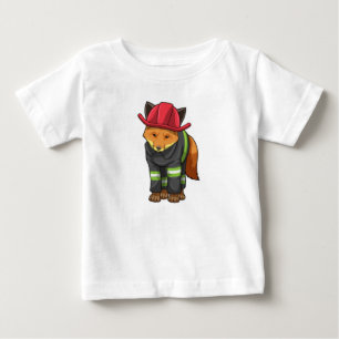 T-shirt Pour Bébé Fox as Firefighter avec Helmet