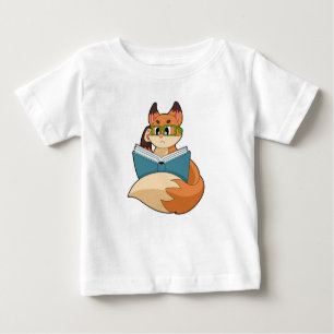 T-shirt Pour Bébé Fox as nerd with Book & Glasses