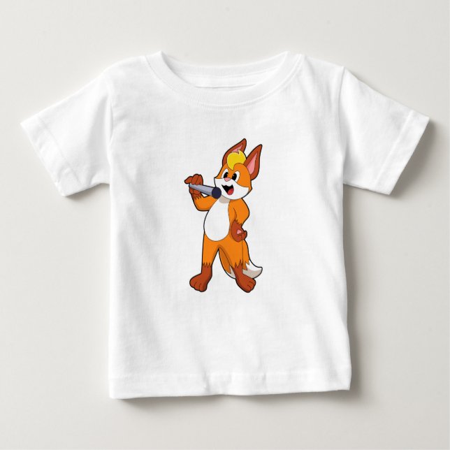 T-shirt Pour Bébé Fox as Singer with Microphone (Devant)