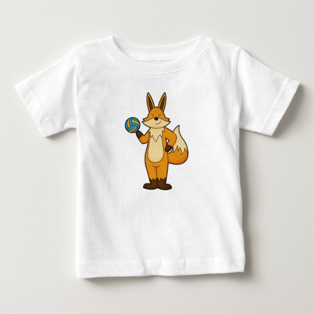 T-shirt Pour Bébé Fox comme joueur de volleyball avec volleyball (Devant)