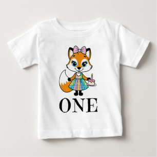 T-shirt Pour Bébé Fox One Aujourd'hui 1er anniversaire En vichy robe