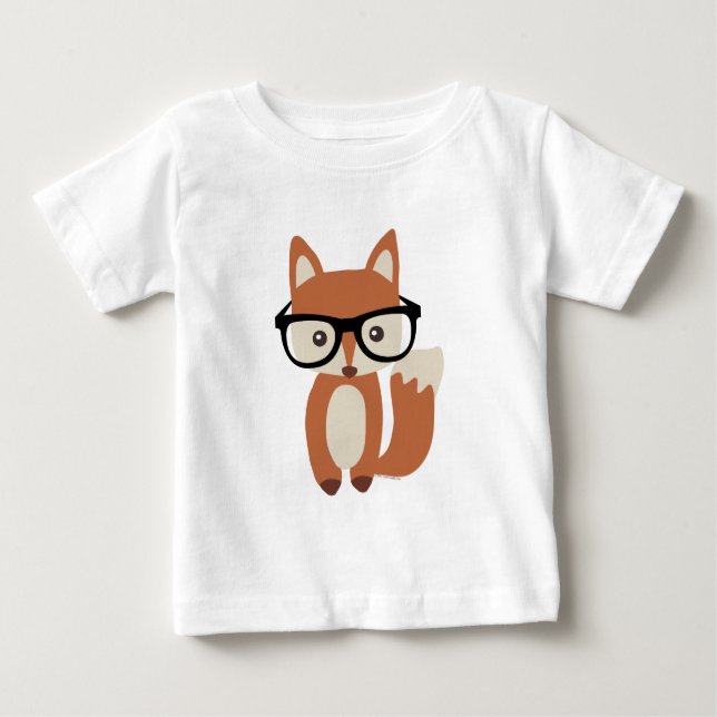 T-shirt Pour Bébé Fox w/Glasses de bébé de hippie (Devant)
