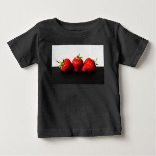 T-shirt Pour Bébé Fraises Blancs Sur Noir iccnm
