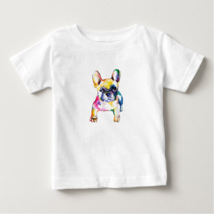 T-shirt Pour Bébé Français Bulldog Aquarelle Dessin À La Main Pour