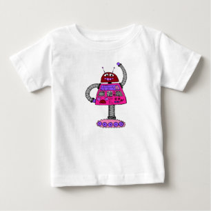 T-shirt Pour Bébé Frankie Robot : Rose sur blanc