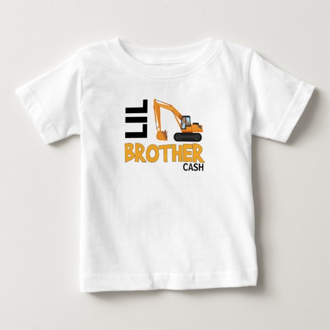 T-shirt Pour Bébé Frère Lil, un camion de construction (Devant)