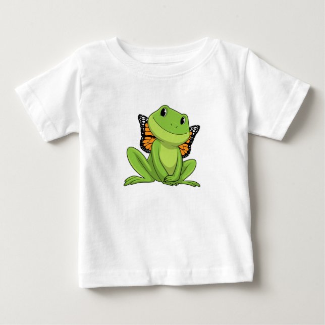 T-shirt Pour Bébé Frog with Butterfly (Devant)