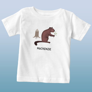 T-shirt Pour Bébé Fun Castor Nom Personnalisé