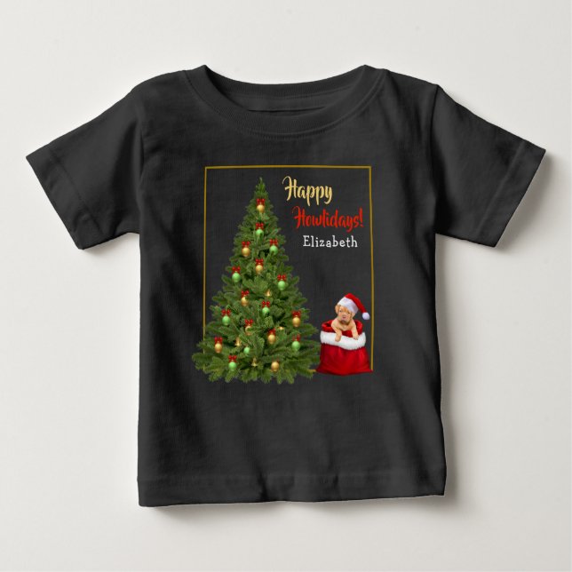 T-shirt Pour Bébé Fun Christmas Tree Santa Claus Holiday Personnalis (Devant)