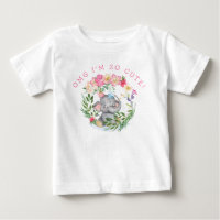 Fun Elephant OMG si mignon texte Florals Fille ros