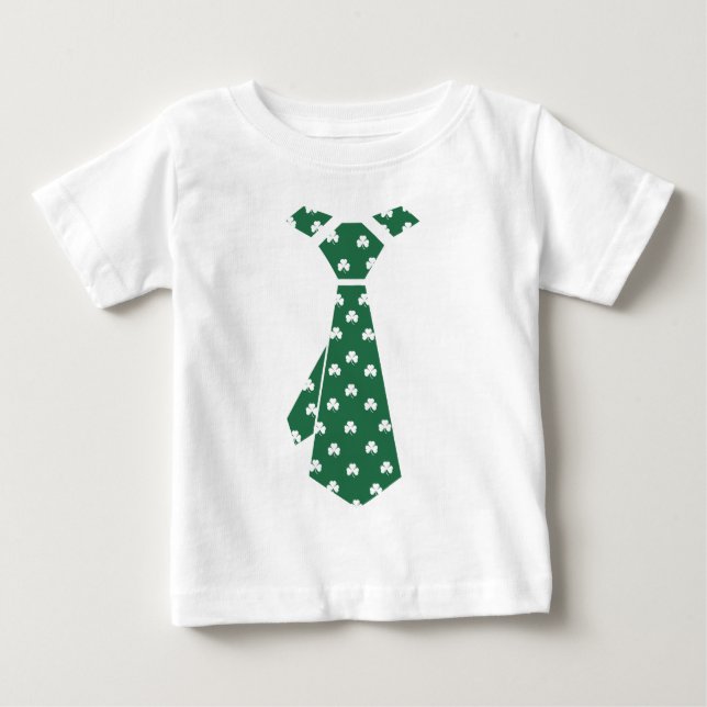 T-shirt Pour Bébé Fun Shamrock Motif Faux Cravate St. Patrick's Day (Devant)