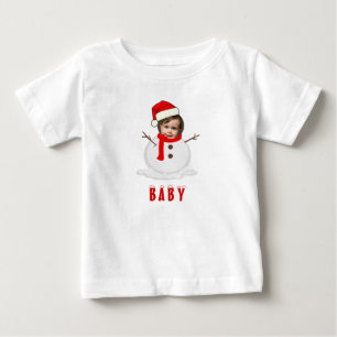 T-shirt Pour Bébé Funky Photo Face Snowman Noël