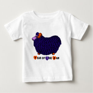 T-shirt Pour Bébé Funky Violet Ram chinois Nouvel An Zodiac B Noir T