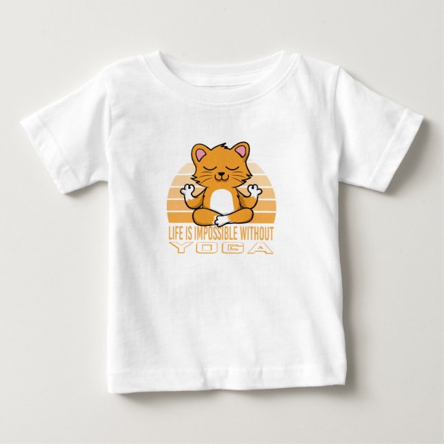 T-shirt Pour Bébé Funny cute cat doing yoga. funny yoga quotes (Devant)