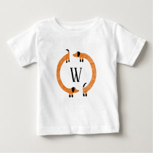 T-shirt Pour Bébé Funny Dachshund Saucisse Chien Monogramme