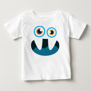 T-shirt Pour Bébé Funny mignon monstre bleu visage ouvert bouche