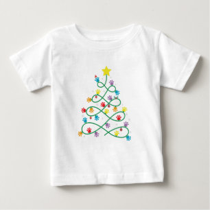 T-shirt Pour Bébé Funny Noël Paw Tree Puppy Paws GIft
