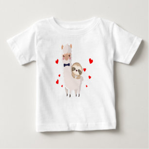 T-shirt Pour Bébé Funny Sloth Riding Llama Shirt drôle Coeurs d'Alpa