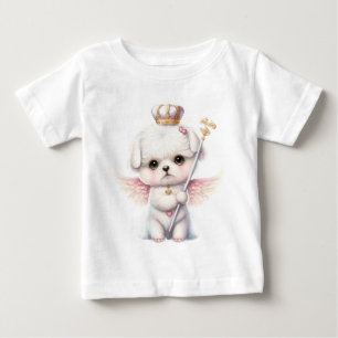 T-shirt Pour Bébé Furry Joy : Angel Wing Maltese Chig Puppy Cadeau
