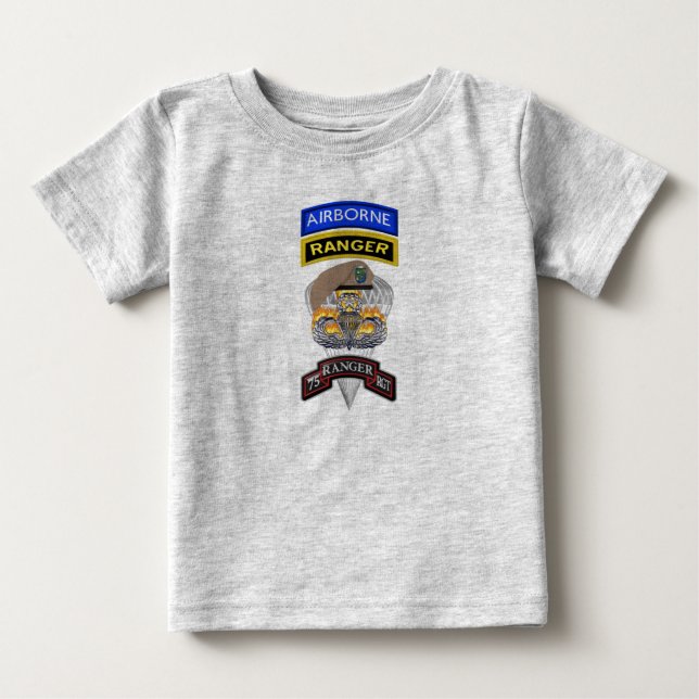 T-shirt Pour Bébé Futur 75e régiment de Rangers "Sua Sponte" (Devant)