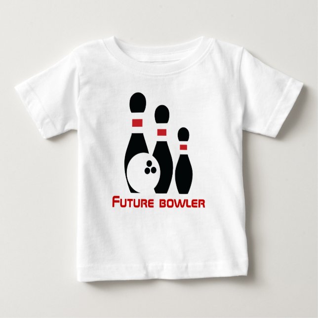 T-shirt Pour Bébé Futur bowler, boule de bowling et épingles (Devant)