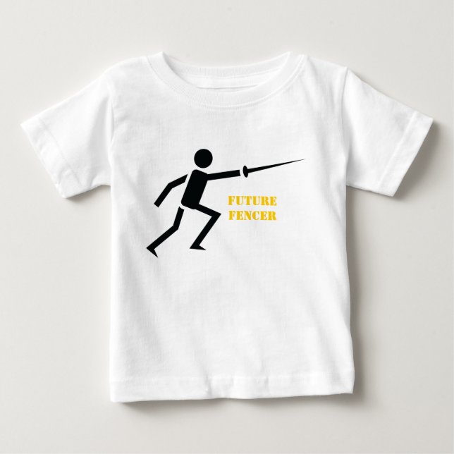 T-shirt Pour Bébé Futur fencer noir silhouette de clôture personnali (Devant)