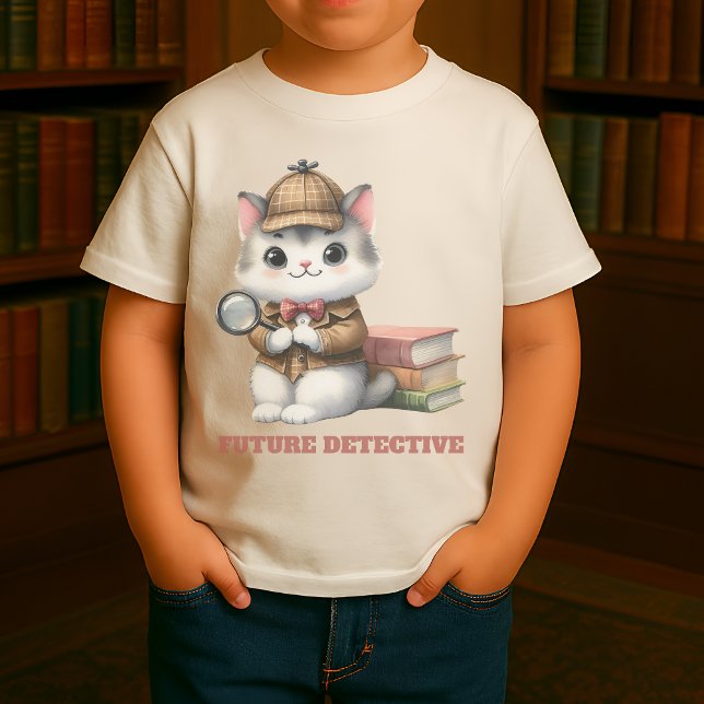 T-shirt Pour Bébé Futur inspecteur Kitten (Purrlock Kitten future detective in situ)