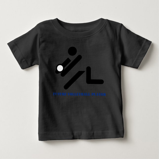 T-shirt Pour Bébé Futur noir de joueur de volleyball, coutume bleue (Devant)