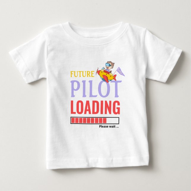 T-shirt Pour Bébé Futur pilote Chargement Humour Personnalisé Garçon (Devant)