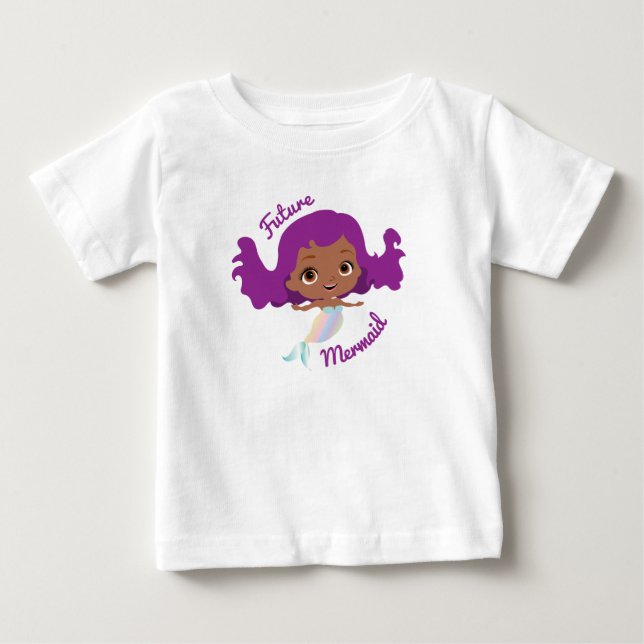T-shirt Pour Bébé Futur Sirène Afro-Américain Mignon (Devant)