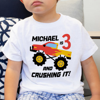T-shirt Pour Bébé Garçon 3e anniversaire Monster Truck personnalisé