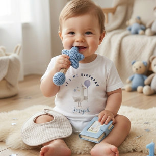 T-shirt Pour Bébé Garçon au ballon Blue Goose Premier Anniversaire T
