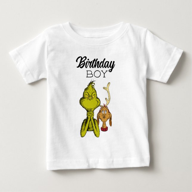 T-shirt Pour Bébé Garçon d'anniversaire Grinch Tableau Noir (Devant)
