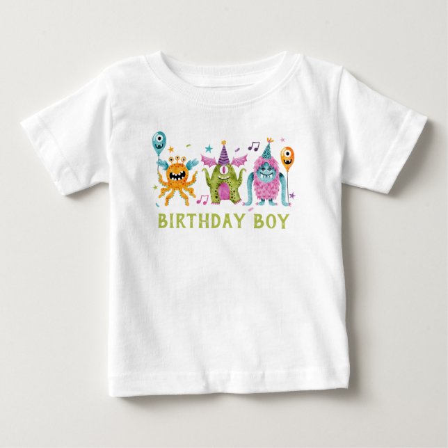 T-shirt Pour Bébé Garçon d'anniversaire Little Monster  (Devant)