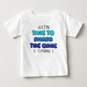 T-shirt Pour Bébé Garçon d'anniversaire, nom et âge, Chemise de gâte