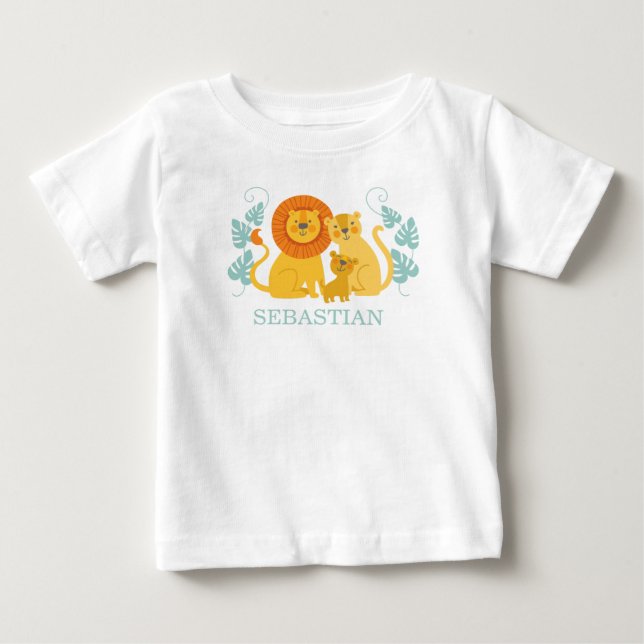 T-shirt Pour Bébé Garçon Lion de la Jungle Safari Mignon (Devant)