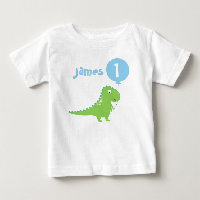 T-shirt Pour Bébé Garçons Dinosaur Balloon 1er Anniversaire T Chemis (Devant)