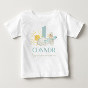 T-shirt Pour Bébé Garçons Première Voyage autour de la Plane Soleil 