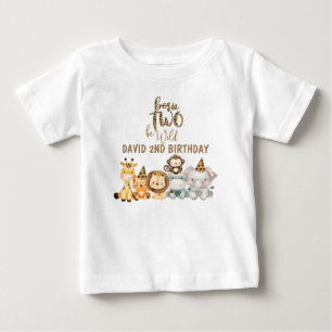 T-shirt Pour Bébé Garçons Safari Animaux Deux Anniversaire Sauvage