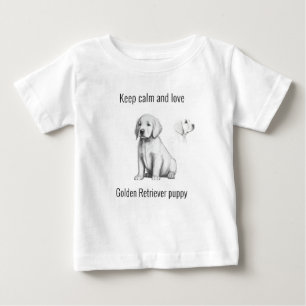 T-shirt Pour Bébé Gardez calme et amour Golden Retriever chiot