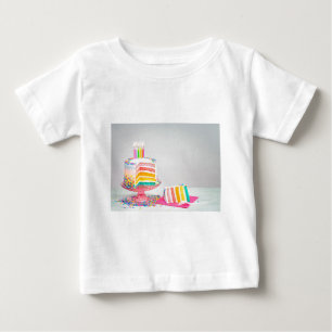 T-shirt Pour Bébé gâteau d'anniversaire arc-en-ciel