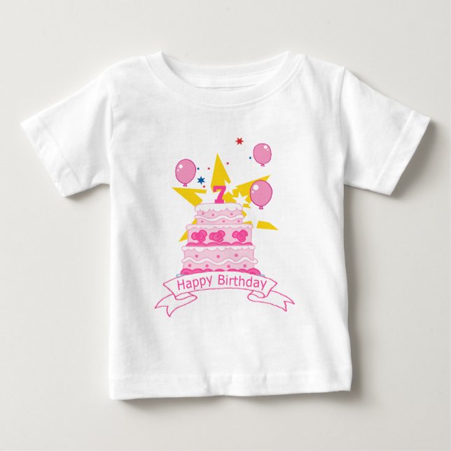 T-shirt Pour Bébé Gâteau d'anniversaire de 7 ans (Devant)