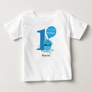 T-shirt Pour Bébé Gâteau pour 1er anniversaire bleu