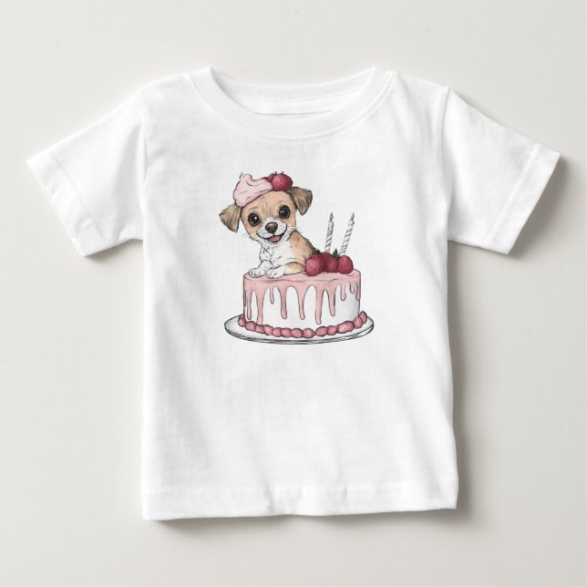 T-shirt Pour Bébé Gâteau Puppy Joy (Devant)